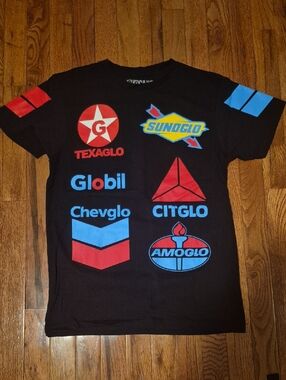 Black Graphic Tee with Multicolor Logos Glo Gang Chief Keef Merch Mens Small